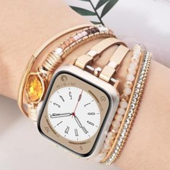 NEW Boho Stone Leather Multilayer Apple Watch Band - Picture 5 of 6